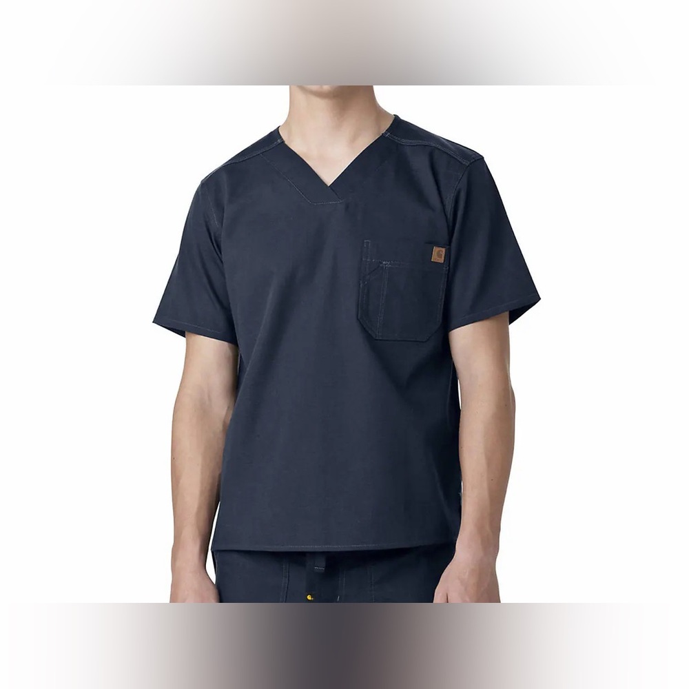 Men's Black Ripstop V-Neck Scrub Top